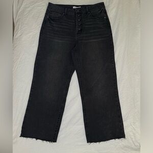 NWOT Jeans And Now This High Waist Wide-Leg Rip Crop Black Wash Size 31 Vintage